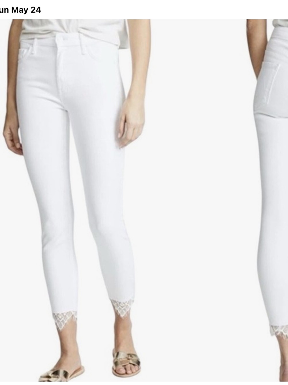 MOTHER WHITE LACE BOTTOM WOMANS JEANS SIZE 27